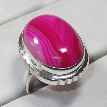 925 sterling silver pink chalcedony ring